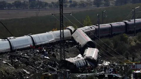 Imagen aérea del accidente ferroviario en Urda, Toledo Imagen aérea del accidente ferroviario en Urda, Toledo