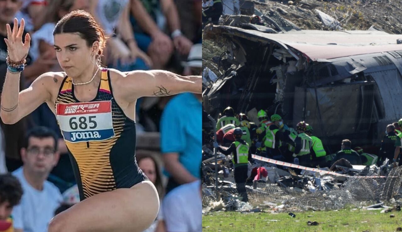 Una fotograf&iacute;a de Julieta Gallego en una competici&oacute;n y otra imagen del accidente en Urda