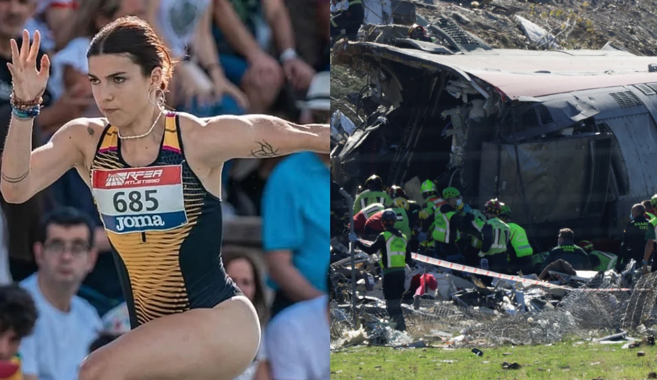 Una fotografía de Julieta Gallego en una competición y otra imagen del accidente en Urda
