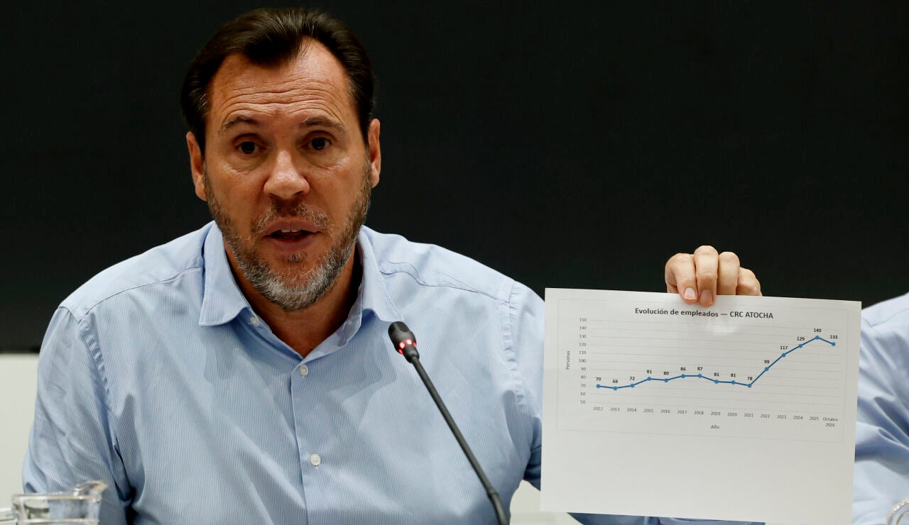El ministro de Transportes, &Oacute;scar Puente durante una rueda de prensa celebrada este viernes en Madrid para informar sobre el accidente ferroviario de Urda (Toledo)